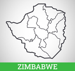 Simple outline map of Zimbabwe. Vector graphic illustration.