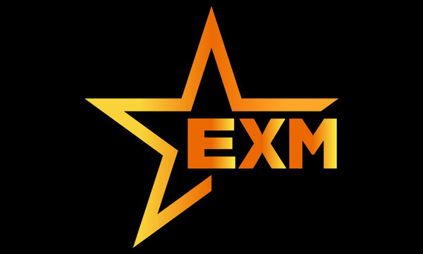 EXM golden luxury star icon three letter logo design vector template. royal logo | luxury logo | jewelry logo | premium logo | iconic logo | Victoria logo |