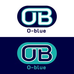 Letters OB, BO, O, B Logo. On blue, white, and dark blue colors. Premium and luxury emblem vector template