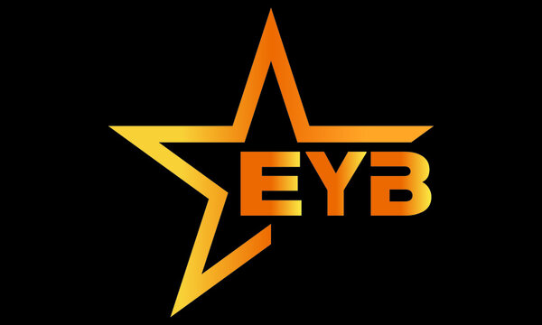 EYB golden luxury star icon three letter logo design vector template. royal logo | luxury logo | jewelry logo | premium logo | iconic logo | Victoria logo |