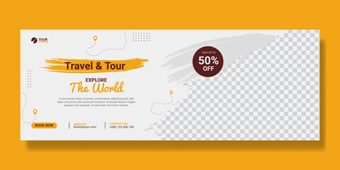 Travel and tour social media cover or web banner template