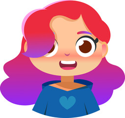 Cute little girl with red hair. Funny children's character for advertising and cartoons.