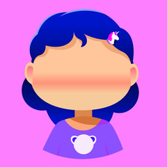 girl without a face on a white background. character base 