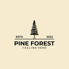 pine forest logo line art vector abstract illustration design