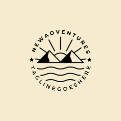 mountain adventure logo line art vector illustration design