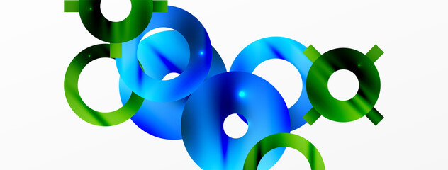 Minimal geometric abstract background. Circle, line and round shapes design. Trendy techno business template for wallpaper, banner, background or landing