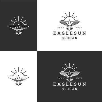Eagle sun logo icon design template vector illustration