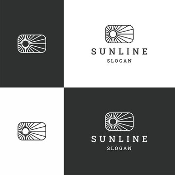 Sun line logo icon design template vector illustration