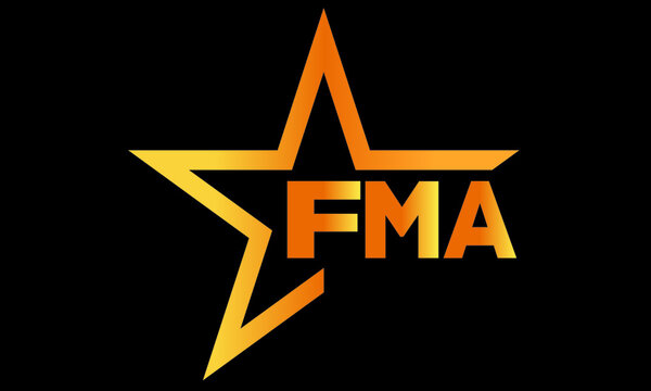 FMA golden luxury star icon three letter logo design vector template. royal logo | luxury logo | jewelry logo | premium logo | iconic logo | Victoria logo |