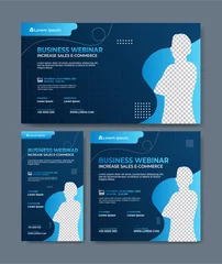 Fototapeten Grau Set of webinar business banners. Layout templates for stories, thumbnail screens waiting for live video streams, and square banners for social media posts. Digital marketing vector illustration.  © numthis93