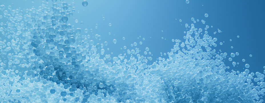 Suspended Molecules in a Blue Futuristic style. Innovative Technology or Medical concept.