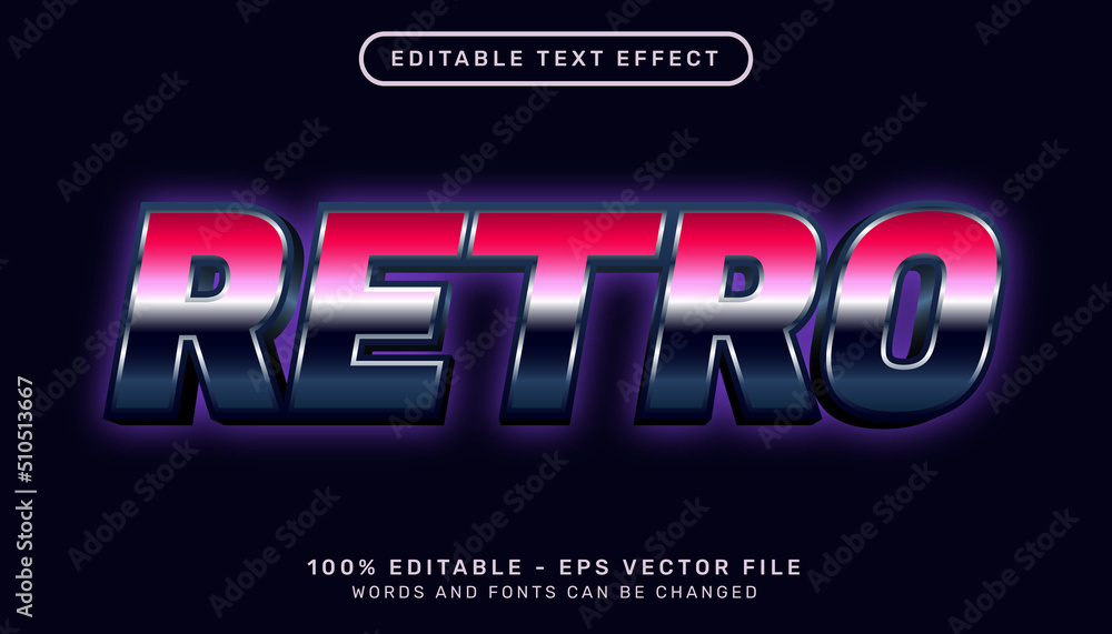 Poster retro 3d text effect and editable text effect with light retro color