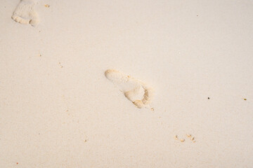 Footprints on the beach sand