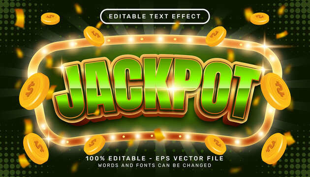 Editable text effect - online jakpot 3d style concept