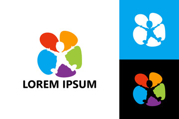 Colorful kid logo template design vector