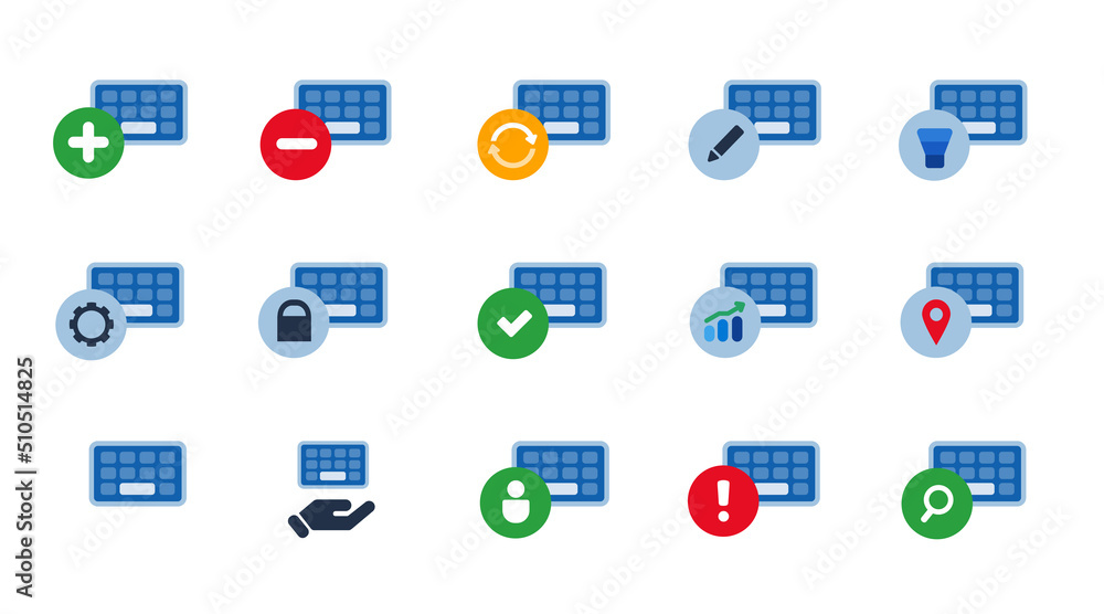 Aufkleber Keyboard digital input device button icon set collection isolated graphic