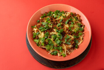 Meal - Fettuccine with cheese sauce and bacon farofa