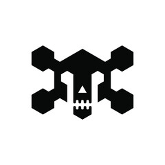 hexagon skull logo icon and vector