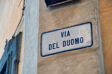 Via del Duomo in Orvieto, street sign