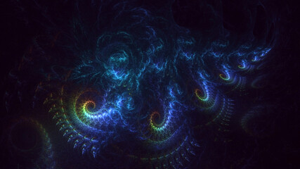 3D rendering abstract multicolor fractal light background