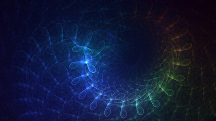 3D rendering abstract multicolor fractal light background