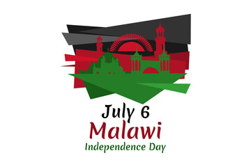 July 6, Independence Day of Malawi vector illustration. Suitable for greeting card, poster and banner.