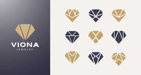 modern minimalist diamond logo icon collection - obrazy, fototapety, plakaty