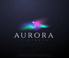 Fotobehang aurora with colorful glowing stars logo design © Shiji1