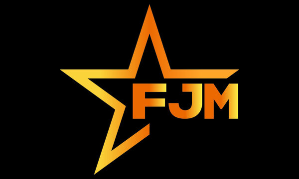 FJM golden luxury star icon three letter logo design vector template. royal logo | luxury logo | jewelry logo | premium logo | iconic logo | Victoria logo |