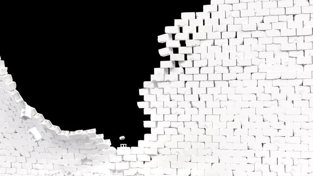 White brick wall break crack super slow motion 1000 fps 4k
