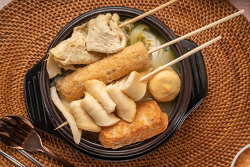 Eomukguk or Korean fish cake soup, Odeng or Korean brothy  Soup served with a variety of fish cakes.