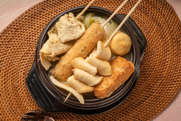 Eomukguk or Korean fish cake soup, Odeng or Korean brothy  Soup served with a variety of fish cakes.