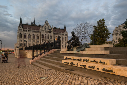 The Statue Of Attila Jozsef In Budapest, Hungary