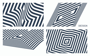 Optic art illustration of black and white squares. The geometric background by stripes. 3d vector pattern for brochure, annual report, magazine, poster, presentation, flyer or banner.