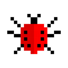Pixel bugs in flat style. pixel bugs for game design. Vector illustration. Stock image.