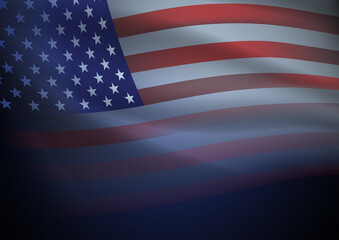 United States of America flag on dark background with blank space for text