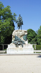 Obraz premium The monument to Arsenio Martínez Campos is located in the Plaza de Guatemala in the Retiro Park in Madrid, the capital of Spain. Work of the artist Mariano Benlliure Gil (Valencia, 1862-Madrid, 1947).