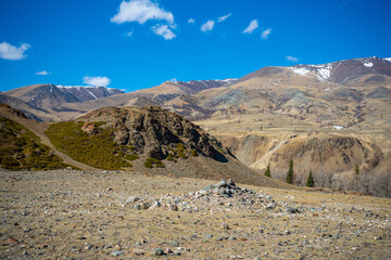 Kyzyl-Chin valley or Mars valley with mountain background in Altai, Siberia, Russia.