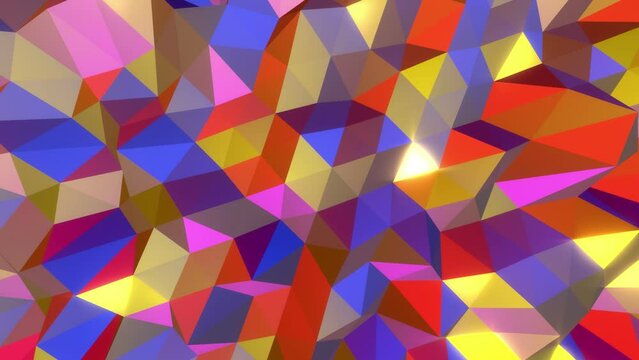 Polygonal colorful background. Seamless loop