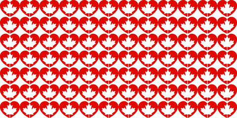 Canada love maple leaf seamless pattern with white background.