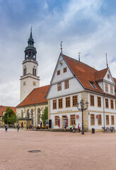 Fototapeta premium Town hall and church tower in the historic center of Celle, Germany