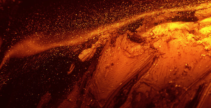 Color fluid wave. Ink water flow. Acrylic paint blend. Orange liquid motion on abstract art background shot on RED Cinema camera.