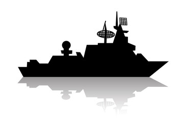 russian warship silhouette isolated on white © romvo