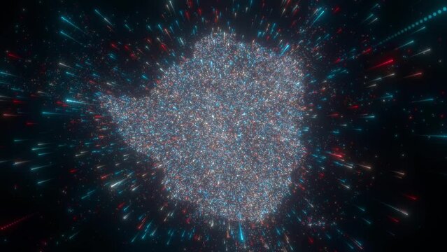 Abstract map of Zimbabwe. High quality 4k footage