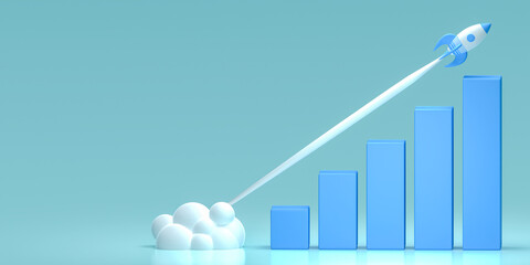reactive rapid growth of economic indicators. economic and financial growth. Growth chart web banner. Data analysis. Financial data concept. Bar chart and growing up - obrazy, fototapety, plakaty