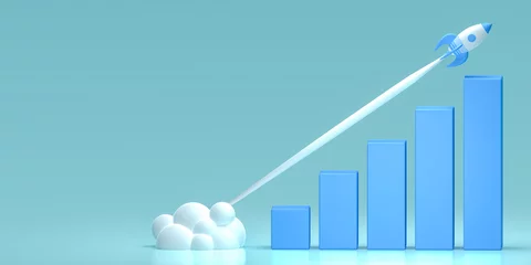 Foto op Canvas reactive rapid growth of economic indicators. economic and financial growth. Growth chart web banner. Data analysis. Financial data concept. Bar chart and growing up © Celt Studio