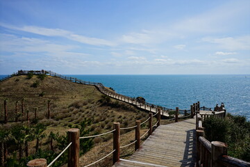 fascinating walkway at seaside cliff