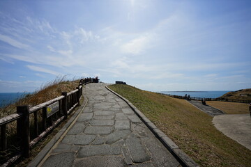 fascinating walkway at seaside cliff