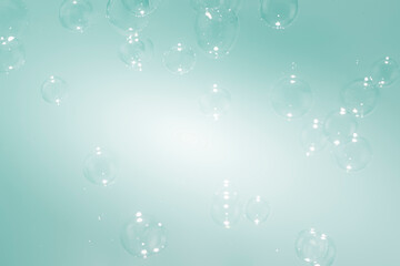 Beautiful Transparent Soap Bubbles with A White Space. Soap Sud Bubbles Water Background.