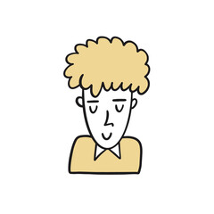 Male doodle icon. Hand drawn colorful cartoon style.